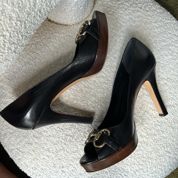 Gucci Horsebit Peep-Toe Platform Leather Pump - Women’s 7.5 - Picture 6 of 10